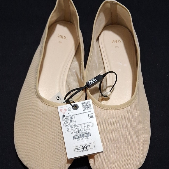 Zara Shoes - Zara Cream Minimalist Loafers Rounded Toe